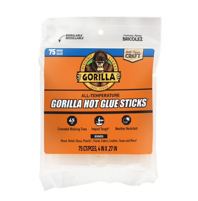 #ad #ad Gorilla Hot Glue Sticks Mini Size 4quot; Long x .27quot; Diameter 75 Count Clear $7.79