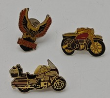 Lot 3 Vintage Honda Motorcycles Eagle - Goldwing - CB200 Lapel Hat Pin Enamel
