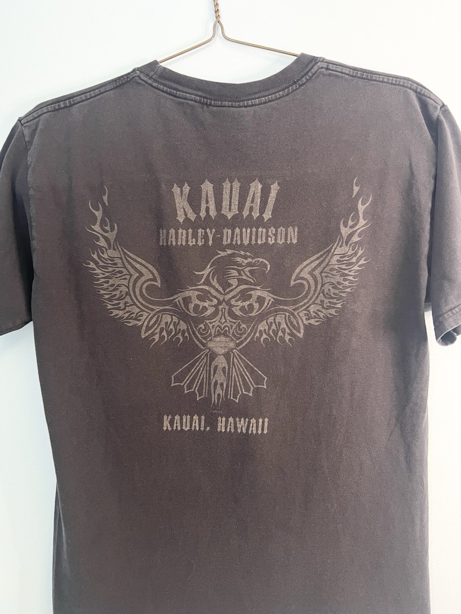 ハーレーダビットソン vintage shury itimi y2k Vintage Y2K Kauai Harley Davidson Kauai Hawaii Faded Black T