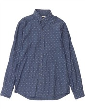 CALVIN KLEIN Mens Slim Fit Shirt Size 41 16 Large Blue Spotted Cotton YP03
