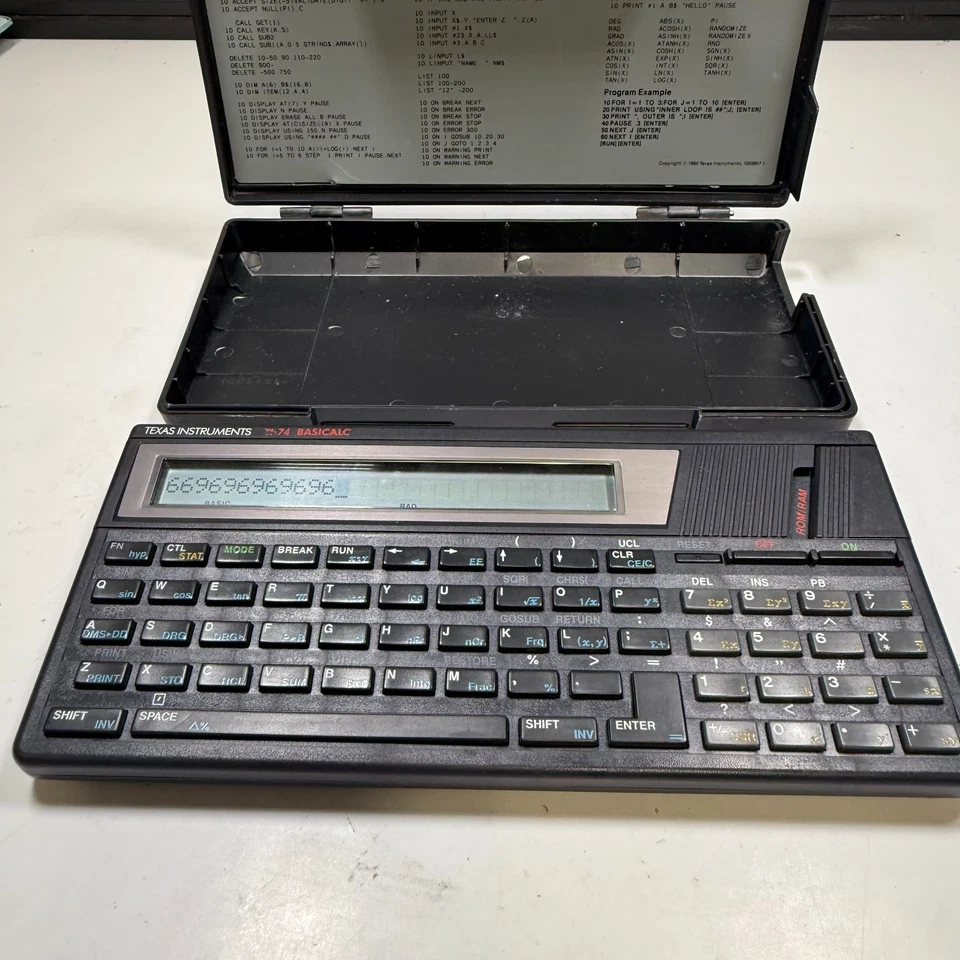 Texas Instruments TI-74 BASICALC Calculator with Outer Case 1985 Tested Working - Image 4 of 4