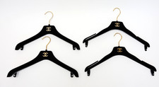 Set of 4 Chanel Black Velvet Hangers With CC Gold Logo- Dresses, Jackets
