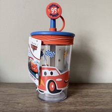 Disney Pixar Cars Lightning McQueen 15 Oz Straw Cup Spill Proof Sippy Gift Race