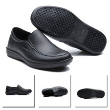 Mens Restaurant Oil Resistant Kitchen Work Shoes Loafer Slip-On Skid Non-Slip