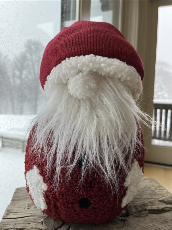 Pottery Barn Jolly Santa Shaped Christmas Pillow, Christmas Holiday 14”X8” NWT