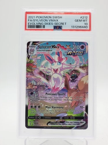 SYLVEON VMAX 2021 EVOLVING SKIES SECRET RARE FA #212/203 PSA 10 Q0895