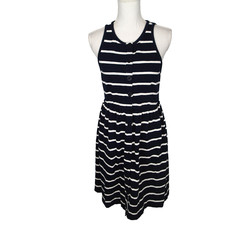 J. Crew button down  Dress Navy White Stripes s sleeveless stretch nautical