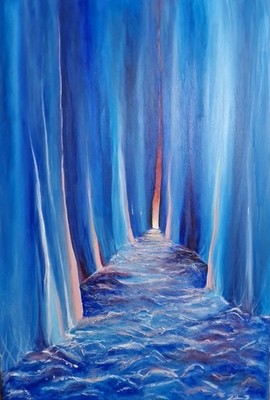 Fluss im Eisberg Acryl Gemälde auf Leinwand Original Kunstwerk