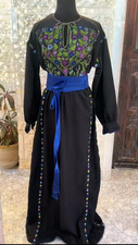 Vintage Palestinian Handmade Stitches Embroidery Velvet Wedding Dress Thoub