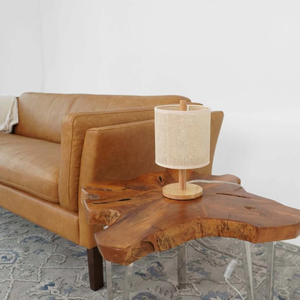 Base Madera Roble con Tono Lino 120V Papel Ratán Tejido Material Madera Foto 4 de 4