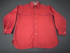 Vintage Woolrich Heavy Wool Shirt Jacket Shacket Snap Front Burgundy Mens Sz L