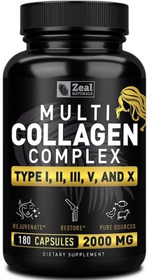 Multi Collagen Peptides Pills (Types  , , , , ) Grass Fed Collagen Pills (180...