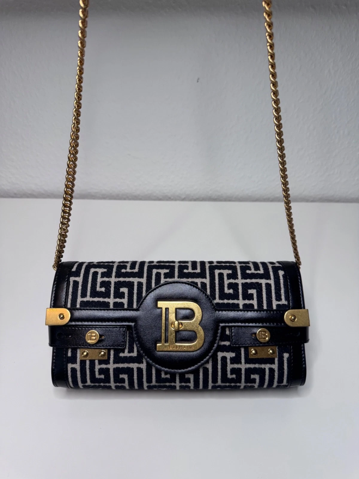 Balmain — Balmain B-Buzz Pouch 23 Monogram Jacquard, New and Unworn