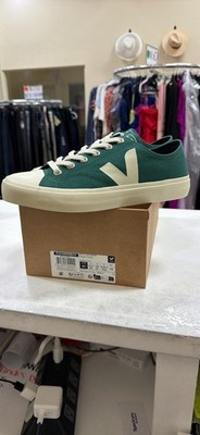 Veja Nova Men's Canvas Cap-Toe Sneakers Green/Cream Low Top Lace-Up SIZE 9