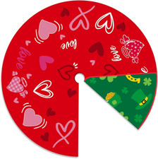 36" Double-Sided Valentine's Day St. Patrick's Day Tree Skirt with Hearts Cl