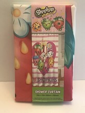 Fabric Shower Curtain SHOPKINS Apple Strawberry Cupcake Popcorn Sneaker 72x72new