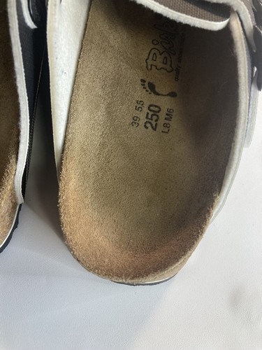 Birkenstock Birki’s Black White Slip On Clogs Mule Women's 8 Men 6 - Picture 5 of 6