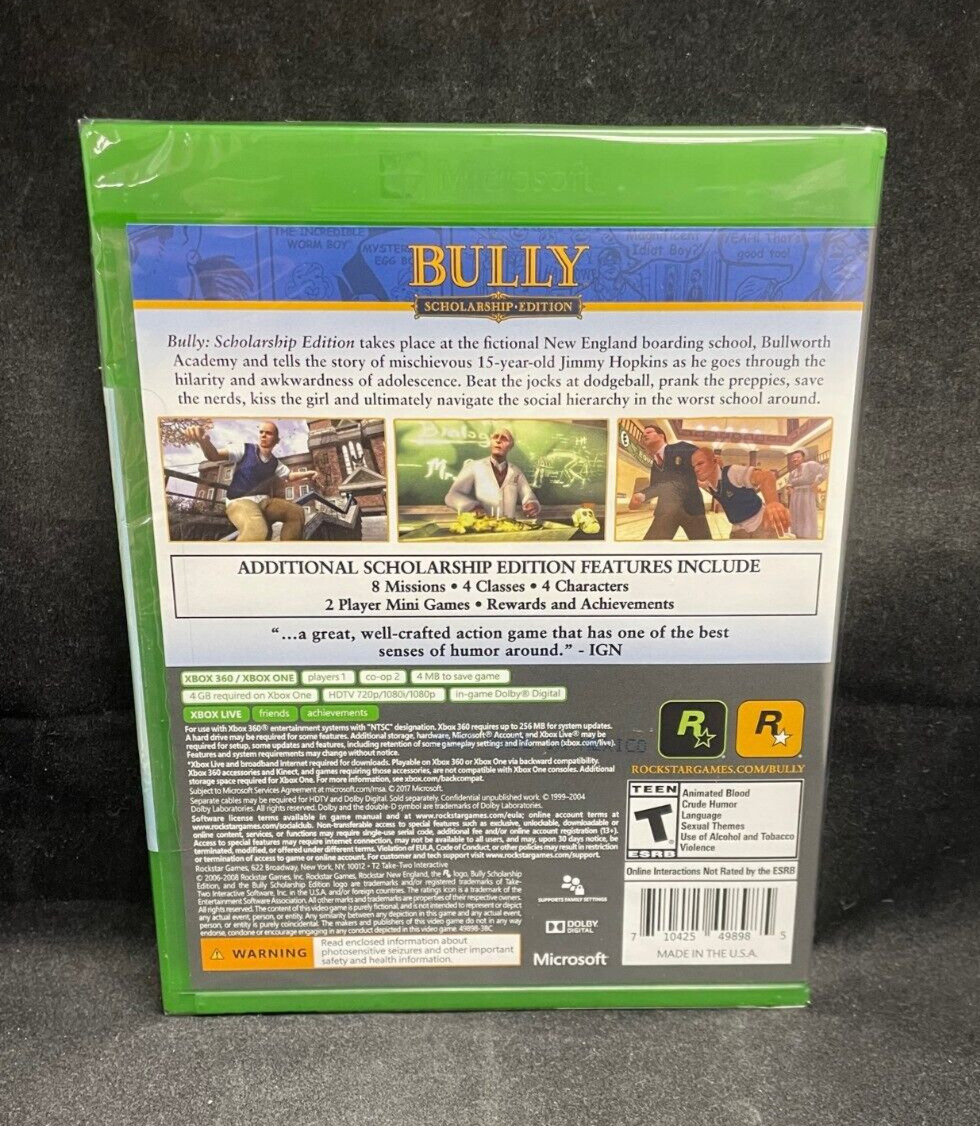 Bully: Scholarship Edition - Xbox 360 / Xbox One - Brand New