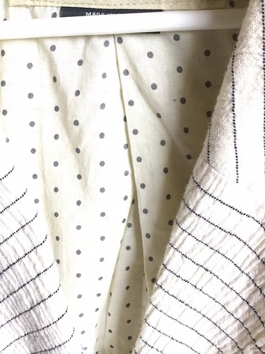 Womens Anthropologie Cartonnier Lightweight Cream Gray Striped Button Blazer Sm - Picture 3 of 6