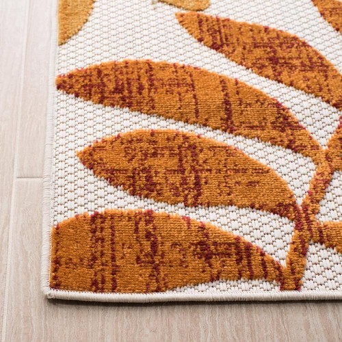 SAFAVIEH Area Rug 2'X14' Runner Geometric Palm Leaf Polypropylene Cream/Red - Picture 5 of 7