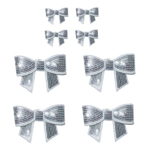 8 x kids Sequin bows Embroidery iron on fabric patches princess bow transfer - Picture 2 of 8