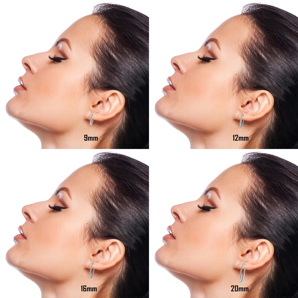 Coppia di Orecchini  a Cerchio Liscio in argento 925 rodiato - Hoops Collection - Immagine 4 di 4