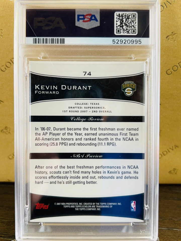 ⭐️ KEVIN DURANT 2007 TOPPS ECHELON #74 PSA 8 NM-MT RC ROOKIE CARD SP LOW POP🔥 - Image 2 of 4
