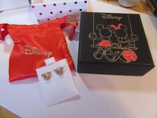 DISNEY MICKEY MOUSE 925 YELLOW STERLING SILVER STUD CRYSTAL EARRINGS - NIB