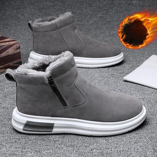 Herren Fell Innen Warm Outdoor Wandern Sport Heiß Winter Schnee Stiefeletten Schuhe - Bild 5 von 12