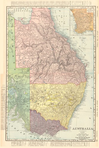 Ostaustralien. Queensland Victoria New South Wales. RAND MCNALLY 1906 Karte - Bild 1 von 2