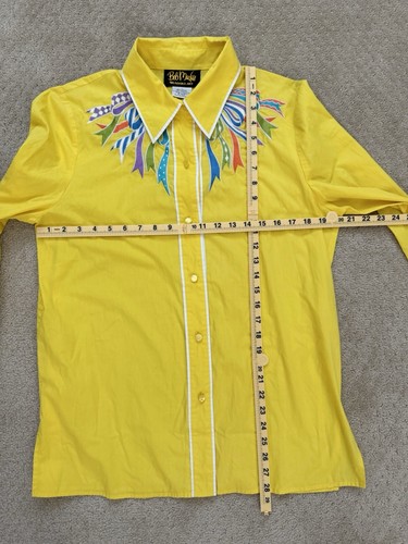 Bob Mackie Vintage Damen gelb tragbar Kunst bestickt Bluse Shirt-MEDIUM - Bild 10 von 10