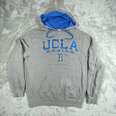 UCLA Bruins Hoodie Mens Large Gray Blue Embroidered Spell Out Football College