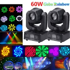 2PCS 60W RGBW LED Moving Head Gobos Stage Lighting DMX512 Disco DJ Party Wedding