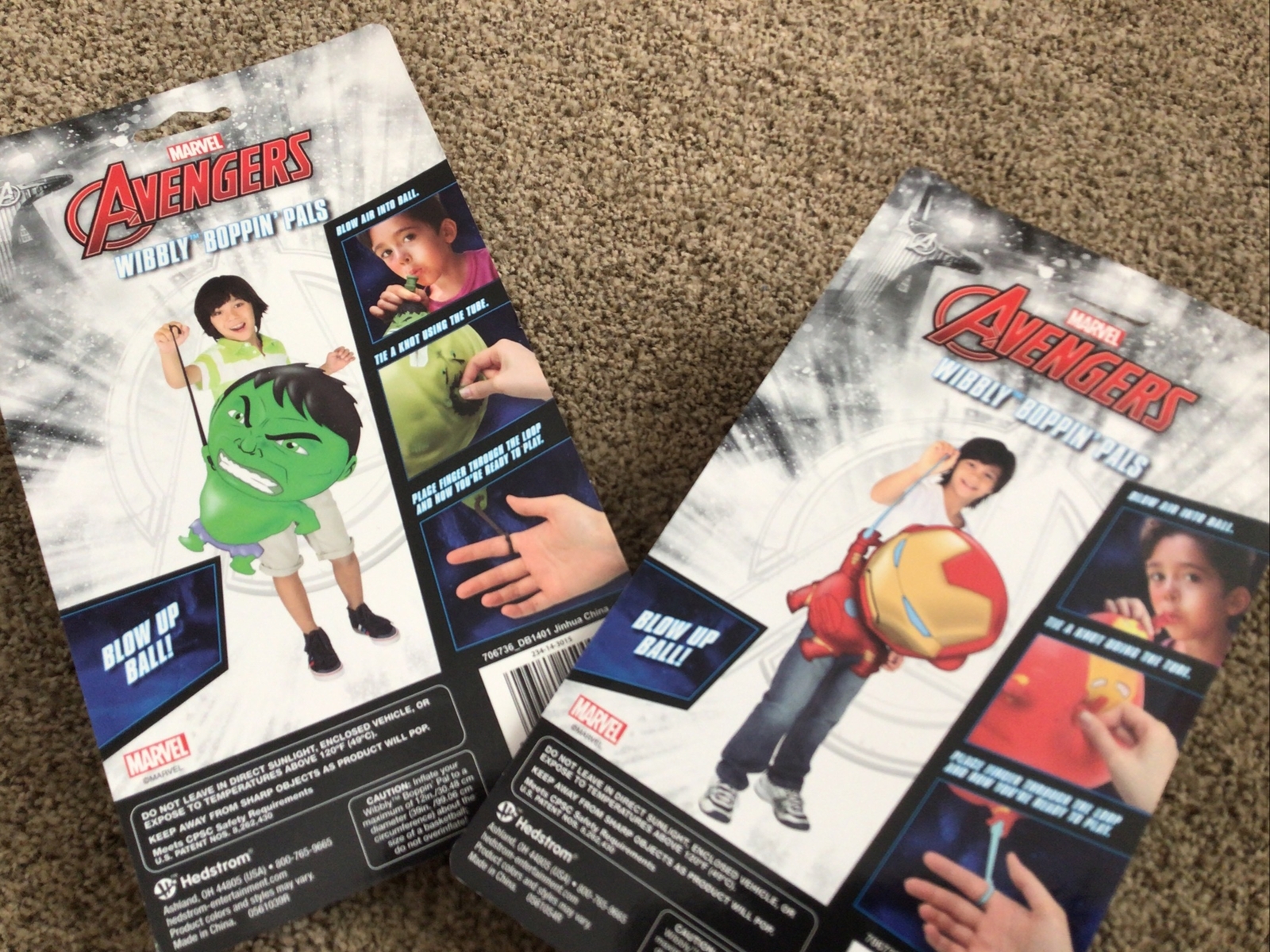 NEW 2 Marvel Avengers HULKIRON MAN Blow Up Punch Ball Wibbly Boppin