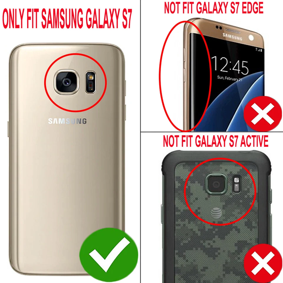 For Samsung Galaxy S7 Case Phone Cover Ring Kickstand + Tempered Glass Protector - Image 2 of 4