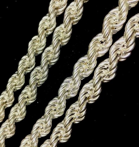 Mens 925 Sterling Silver Rope Chain Necklace 10mm 68GR 22ınch Handmade Hollow - Picture 9 of 11