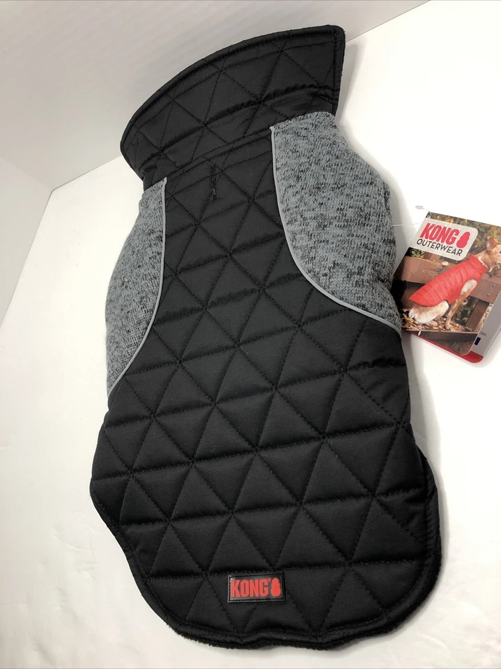 Chaqueta acolchada negra pequeña Kong para perro Foto 3 de 4