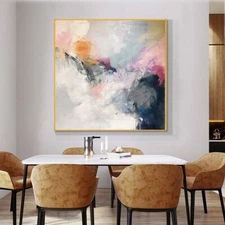 Abstract Painting Hand Painted Oil Painting On Canvas Pink 24in