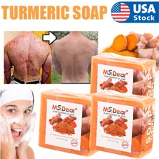 3× Turmeric Soap for Face Body Skin Brightening Anti-Acne Dark Spots Lightening