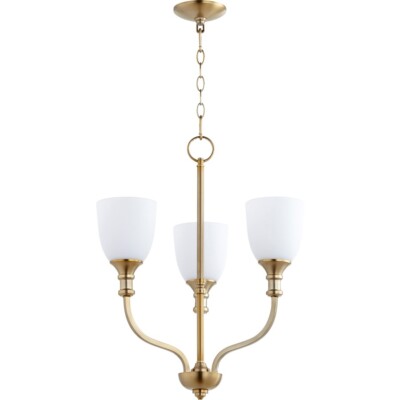 Quorum Richmond 3 Light 18'' Chandelier, Aged Brass - 6811-3-80
