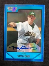JAMES SIMMONS 2007 Bowman Chrome Draft Prospects Blue Refractor RC AUTO #096/150