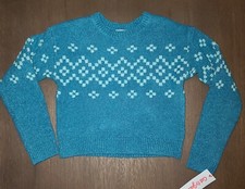 NEW GIRLS TEAL CAT  JACK SOFT CROPPED SWEATER SIZE S 6-7