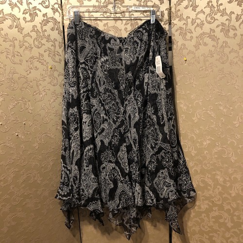 Ralph Lauren neu mit Etikett schwarz weiß Paisley asymmetrischer Rock Größe 2X