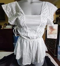 Vintage 1970s ALANA GALE Bridal  White Teddy Lingerie Lace Nylon NEW OLD STOCK