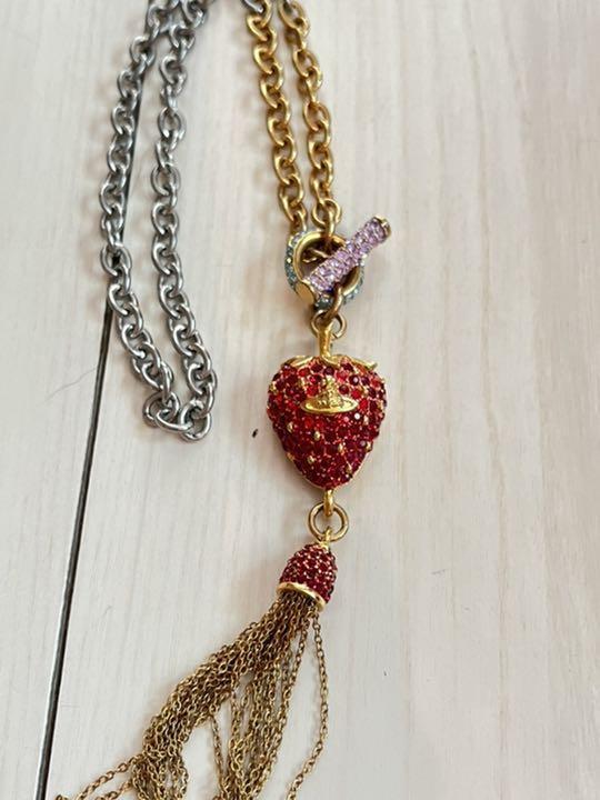 Vivienne Westwood Strawberry Orb Tassel Pendant Necklace