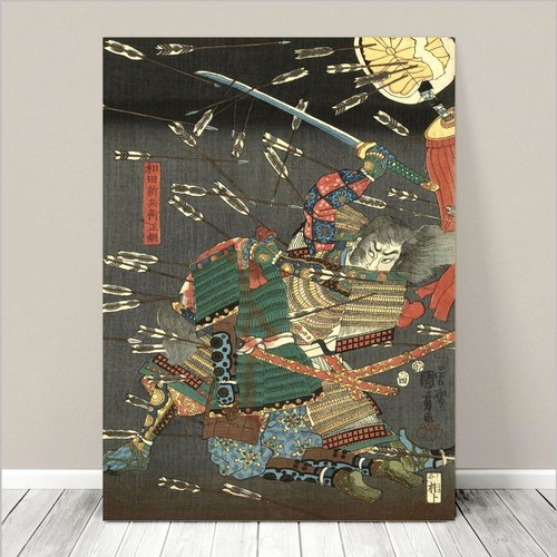 Vintage Japanese SAMURAI Warrior Art CANVAS PRINT 8x10" Kuniyoshi Battle #049