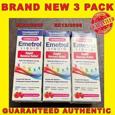 Emetrol Children’s Liquid Rapid Nausea Relief Mixed Berry 4oz EXP2026 3PK