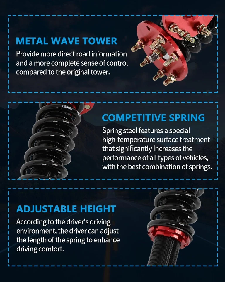 Kit de resorte de suspensión amortiguador rojo amortiguador amortiguador Acura TL 2009-14 Foto 4 de 4