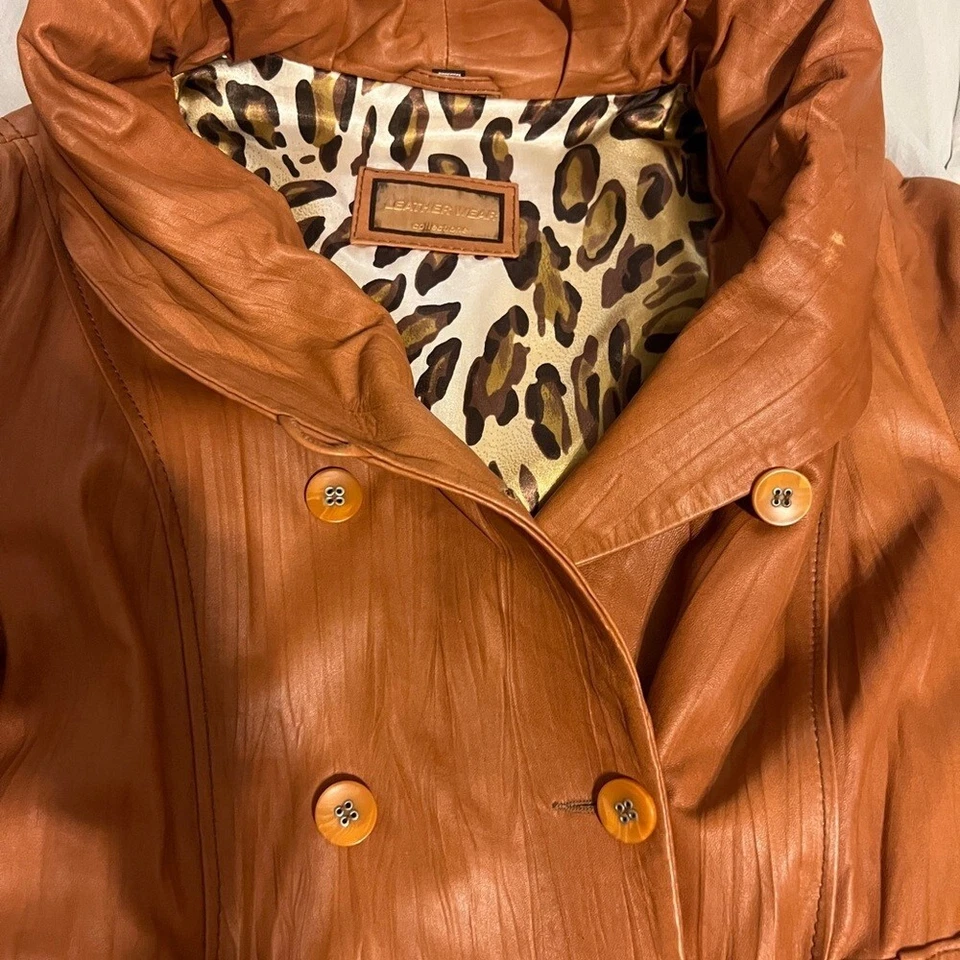Chaqueta de cuero talla L color camel Foto 3 de 4