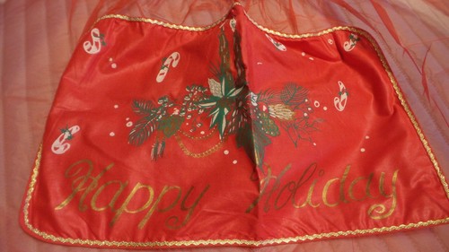 Medio Delantal Vintage ROJO PURO NAVIDAD Oro Metálico Rick Estante, Vacaciones - Imagen 2 de 2